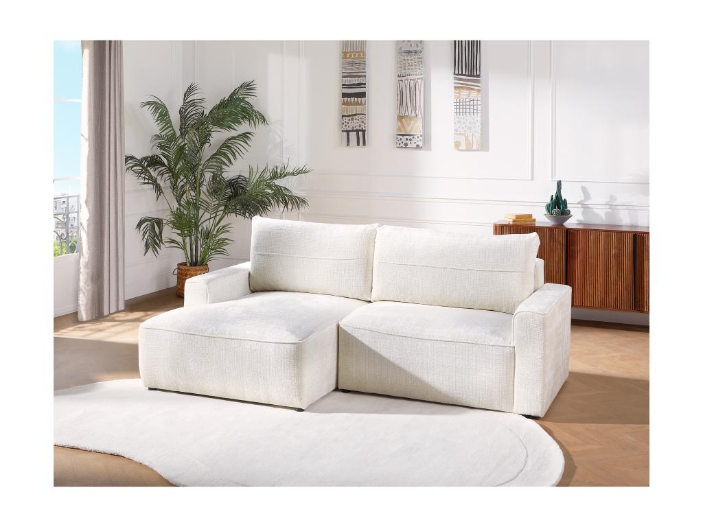 Sofá rinconera izquierda de tela texturizada beige VESATO