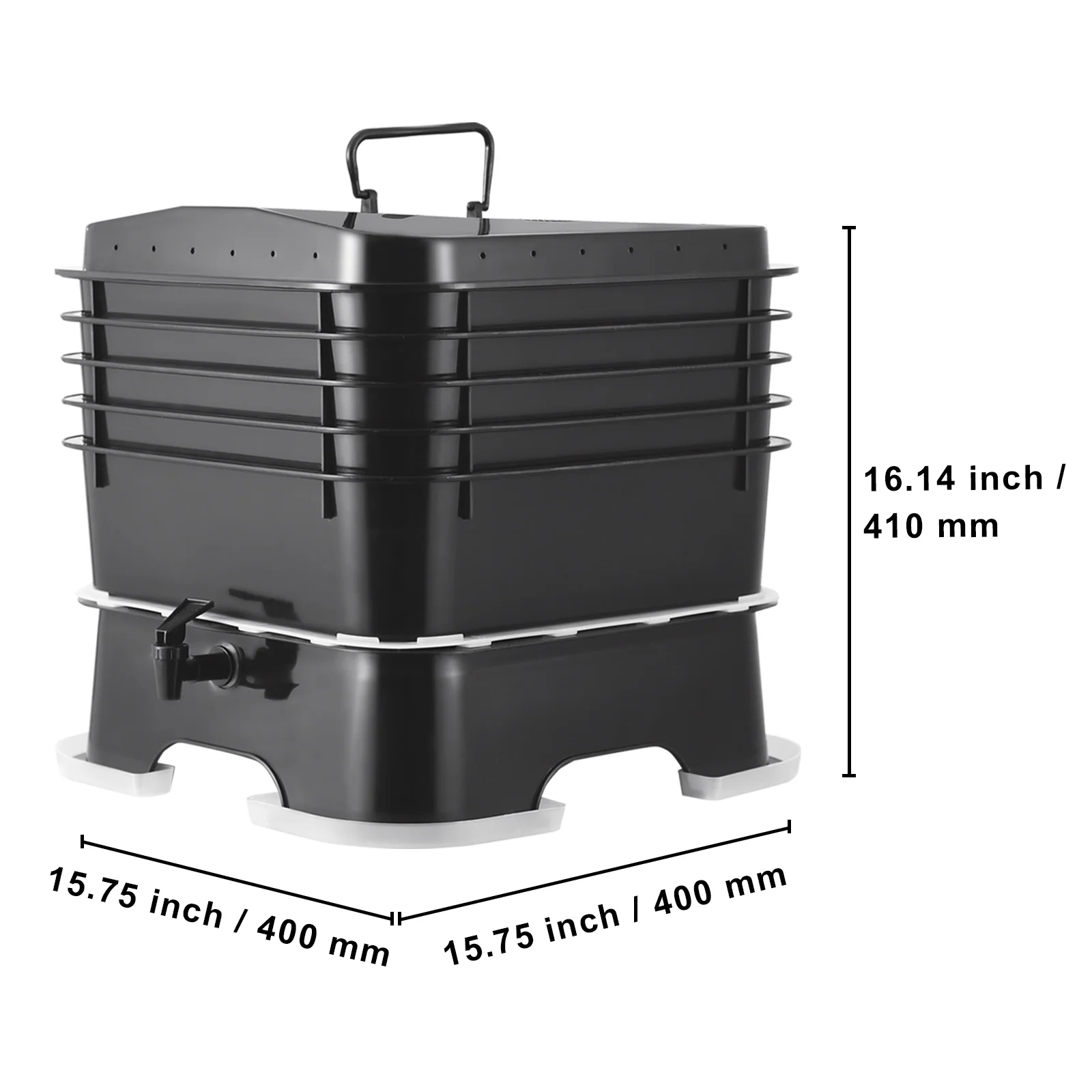 VEVOR 5-Tray Worm Composter, 50 L Worm Compost Bin Outdoor and Indoor, Sustainable Design Worm Farm Kit, for Recycling Food Waste, Worm Castings, Worm Tea, Vermiculture and Vermicomposting - Image 8