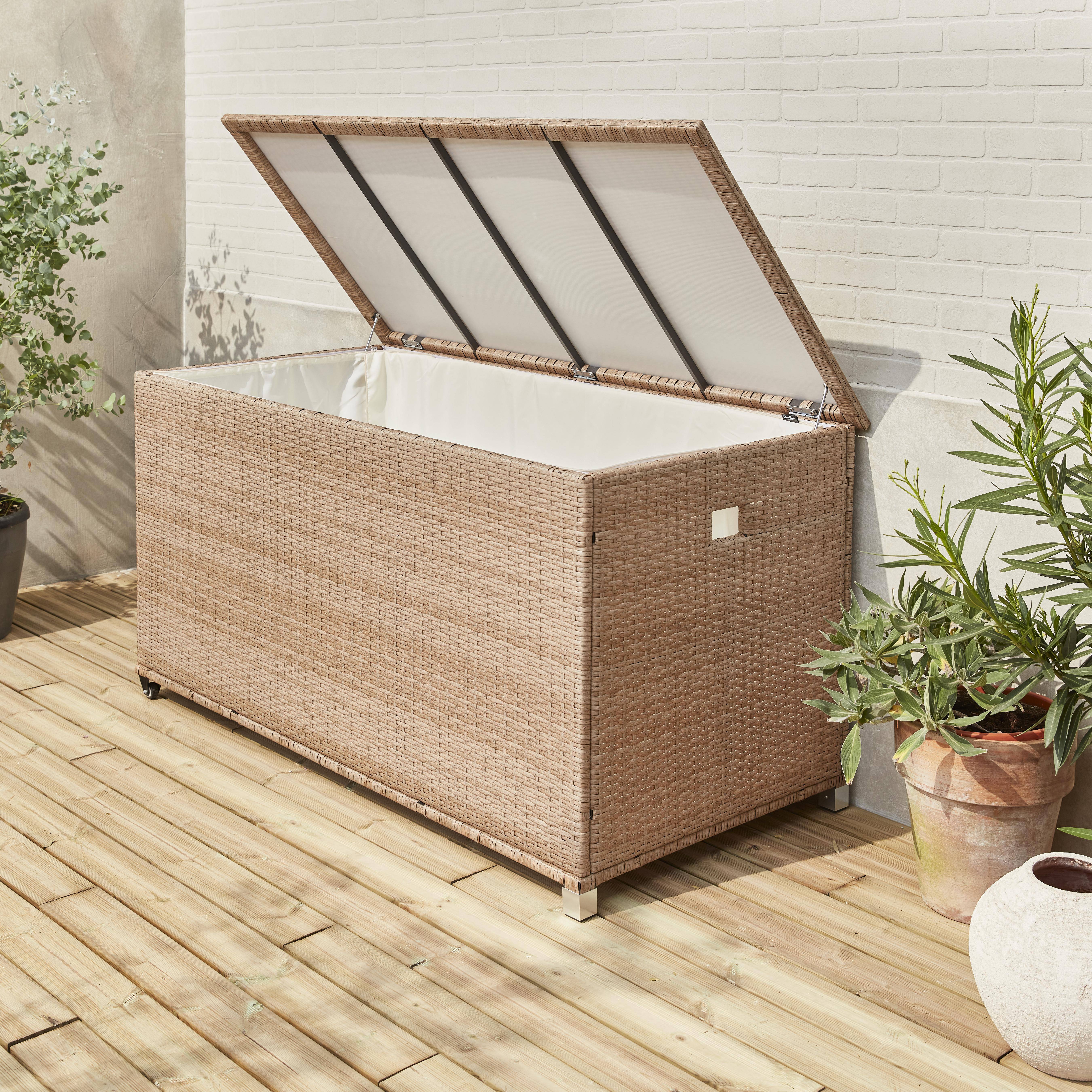 Cassapanca - Caja de jardín de resina tejida de 790L