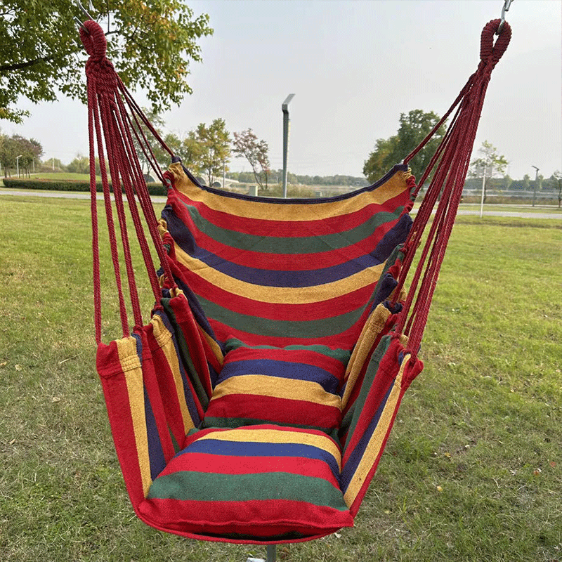 Outdoor Leisure Swing Chair Hammock Hanging Folding Indoor Kids Play Cotton Chair Hammock With Cushion
