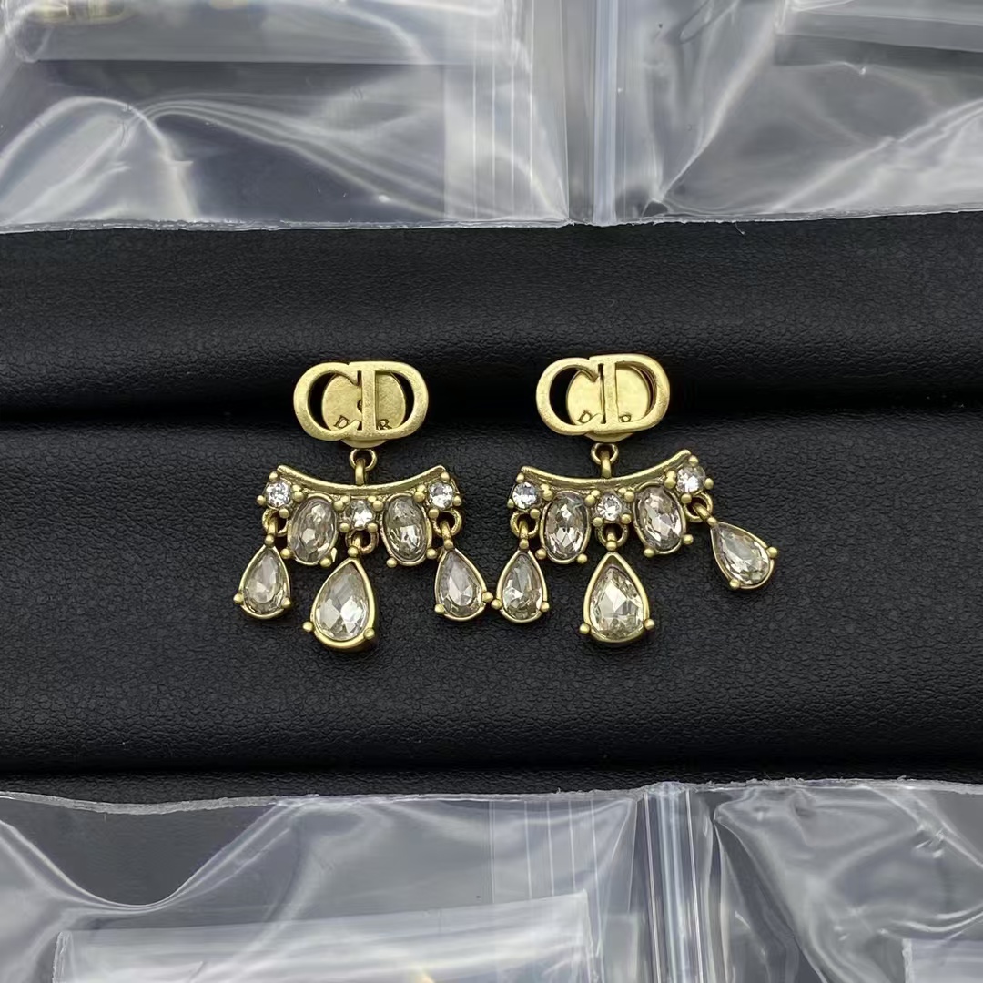 Dior Vintage Diamond Paved Earrings - Original Replica Club