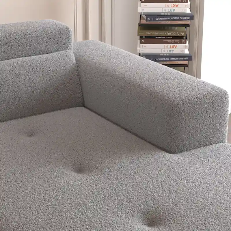 L Shaped Sectional Sofa with Upholstered Cushions and Modular Design