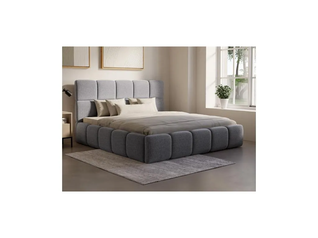 Canapé abatible de 140x190 cm - Tela texturizada - Gris Colchón - Kavehomedeco EPBW97777