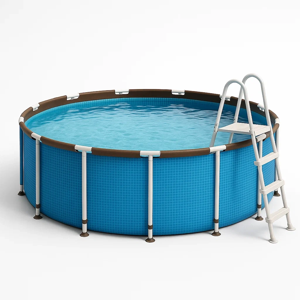 Piscina tubular redonda desmontable 448x105 cm color azul/marrón con filtro y escalera HZekVlf288Og