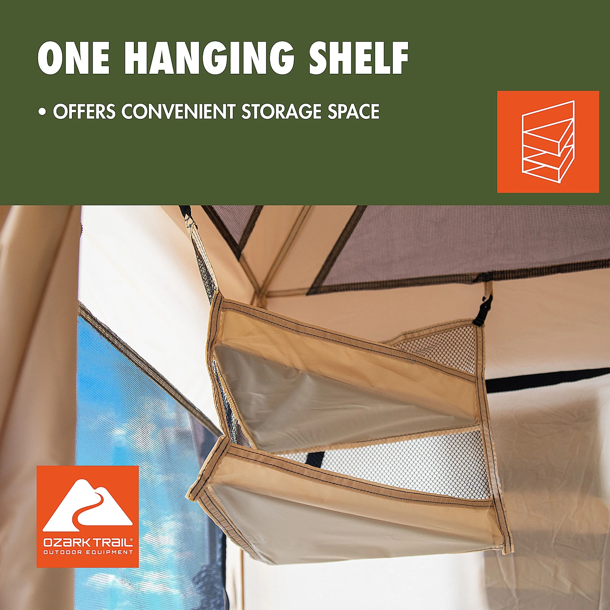 Ozark Trail 2-Room Shower & Utility Tent Combo Includes 5-Gallon Water Container, Easy Setup, Maximum Occupancy Is 2. Khaki Colour. - Image 3
