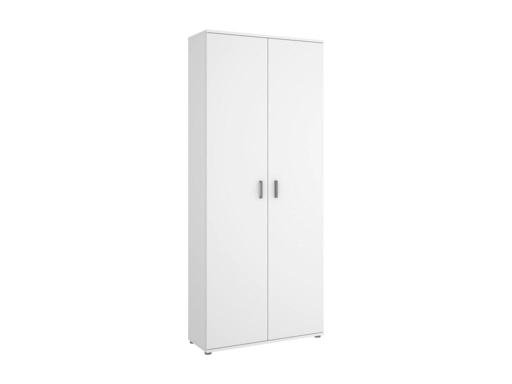 Armario multiusos Forcola, Mueble portaescobas multifuncional, Armario con 2 puertas, 78x35h190 cm, Blanco