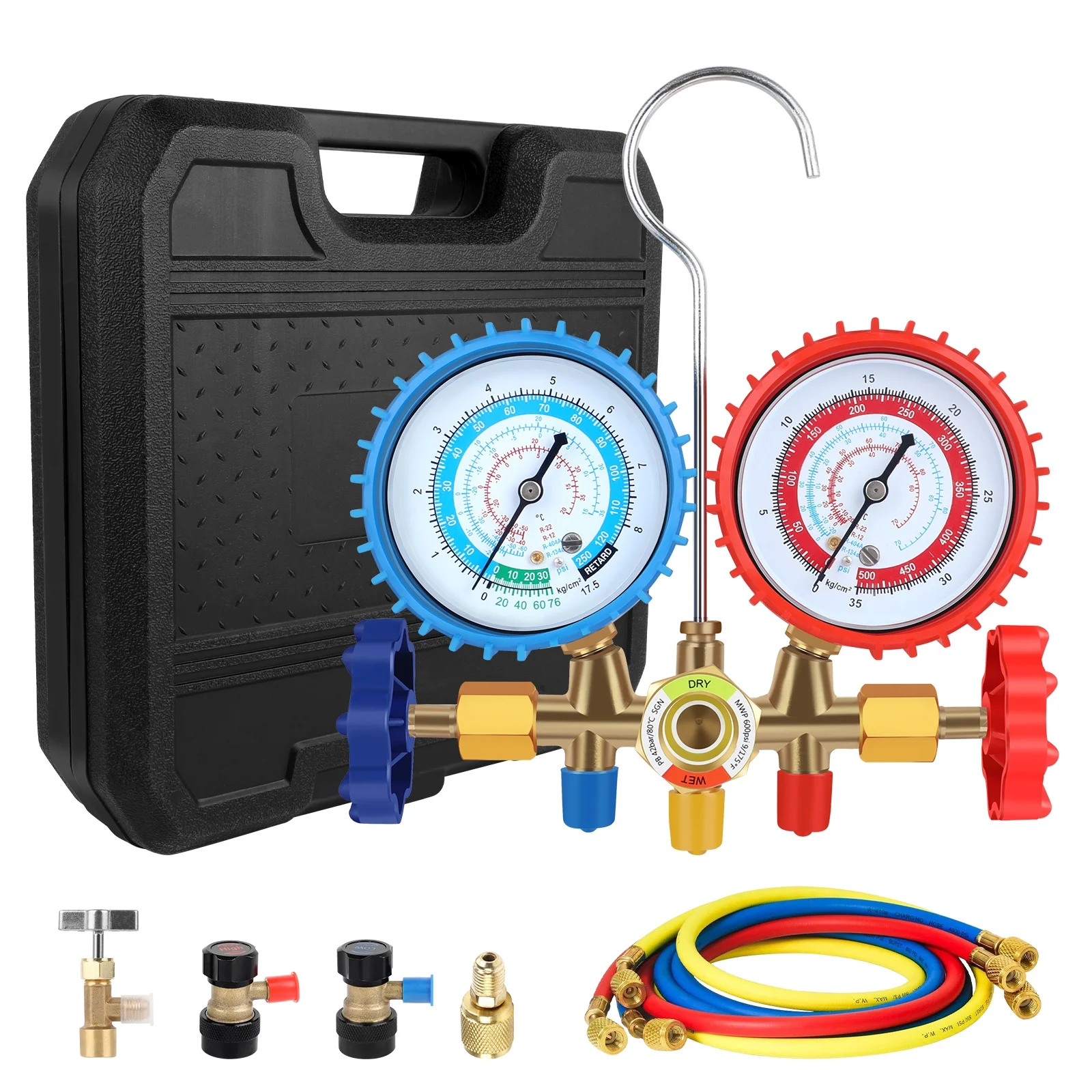 4 CFM AC Vacuum Pump and Gauge Set, for Mini Split/HVAC/Auto Systems,Manifold Gauge Kit Compatible with R134a R12 R22 R502, with R134a Can Tap - Image 6