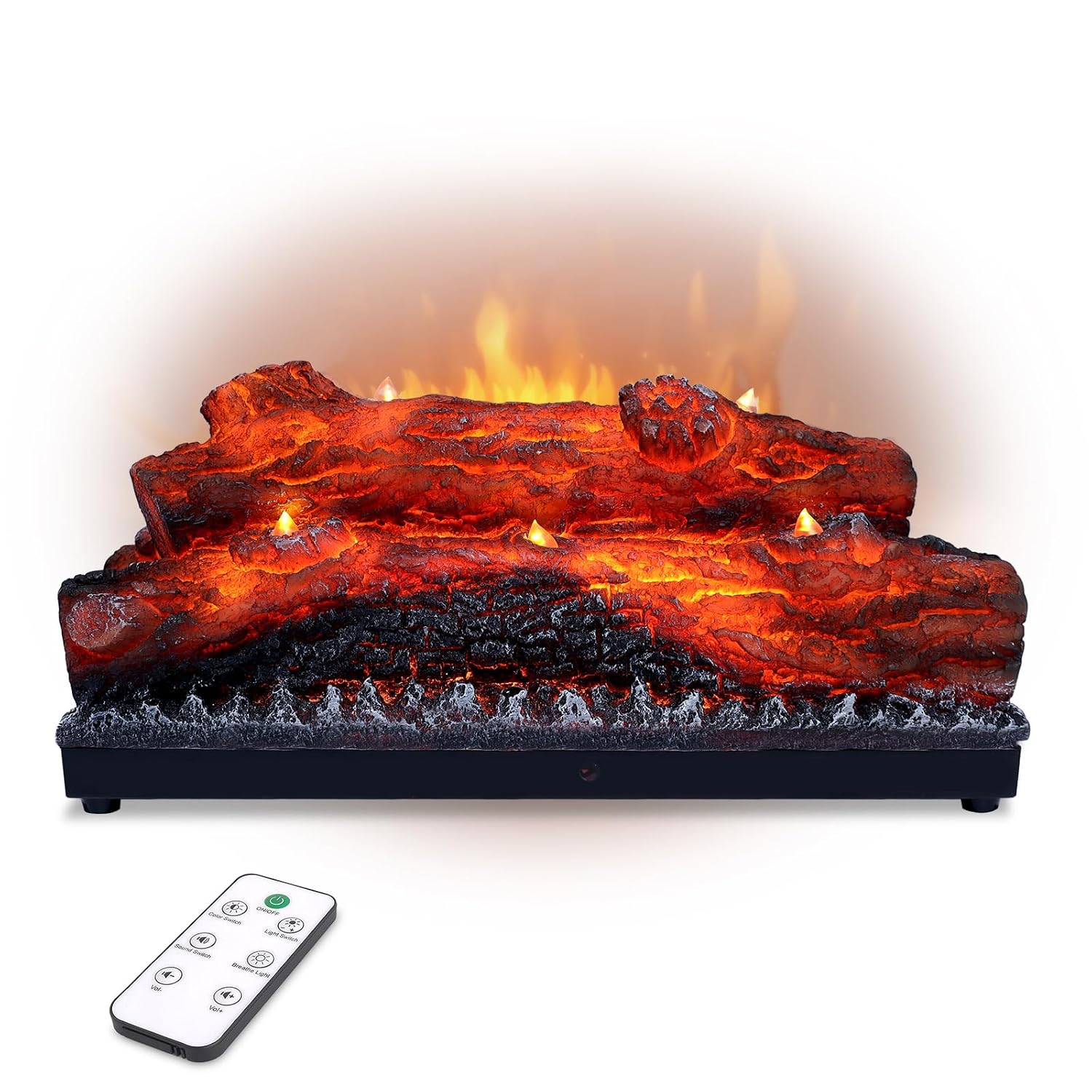 Electric Fireplace Logs Realistic Flame Effect Fake Flame Block USB Powered Electric Fireplace Remote Control Fireplace Placement Home Decoration 16.7 * 8.7 * 5.9 in No Heat Function - image 2