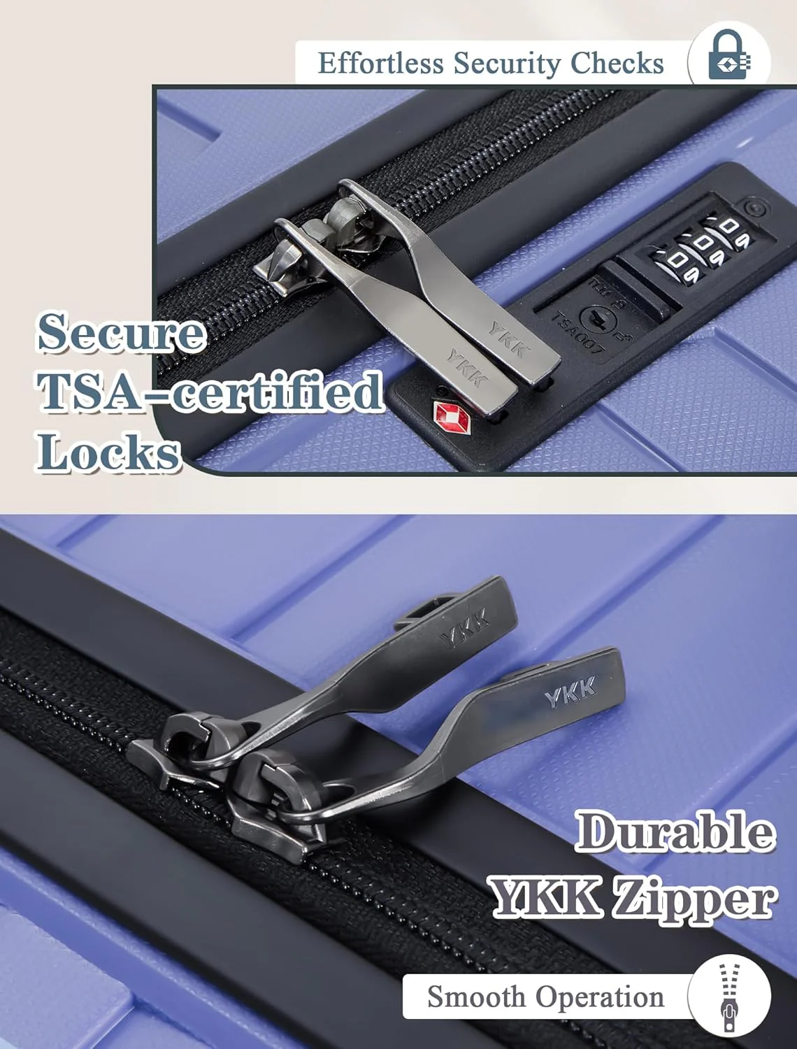 5-piece luggage set with wheels, ABS hardshell suitcase with spinner wheels