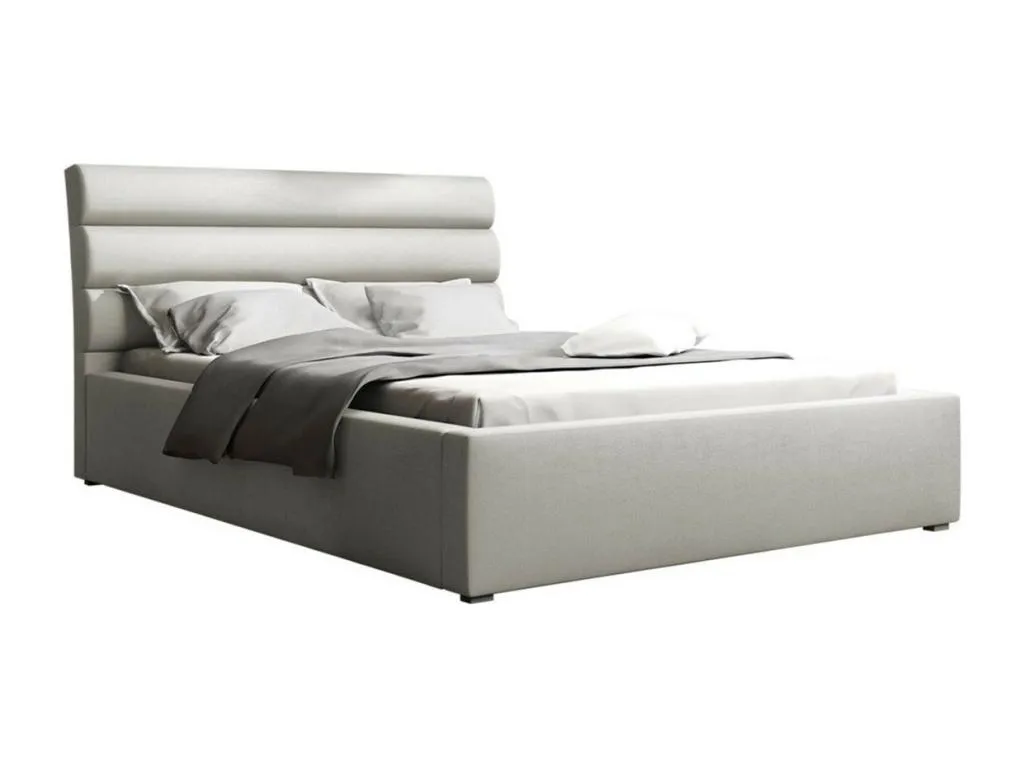 Cama Nidovia doble tapizada gris 140x200 cm con somieres 160x223x100 cm. tju1703119
