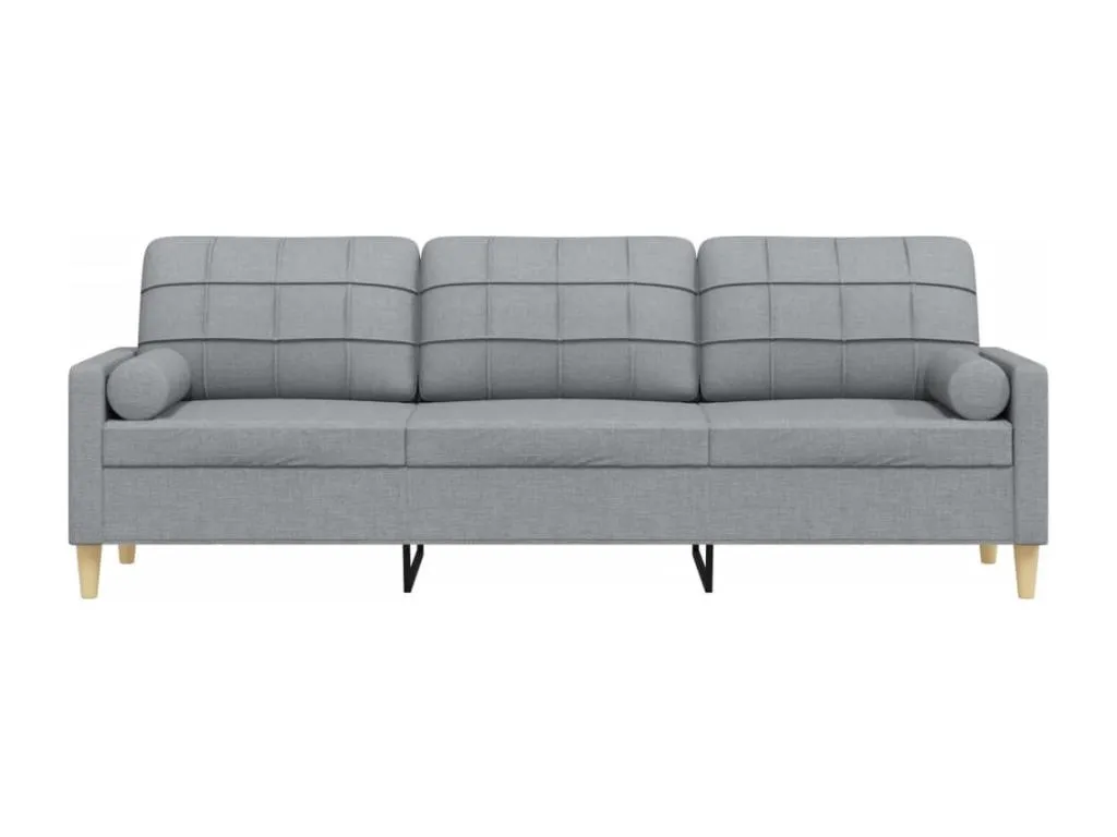 Sofá 3 plazas con cojines tapizado gris claro 210 cm AS0308229