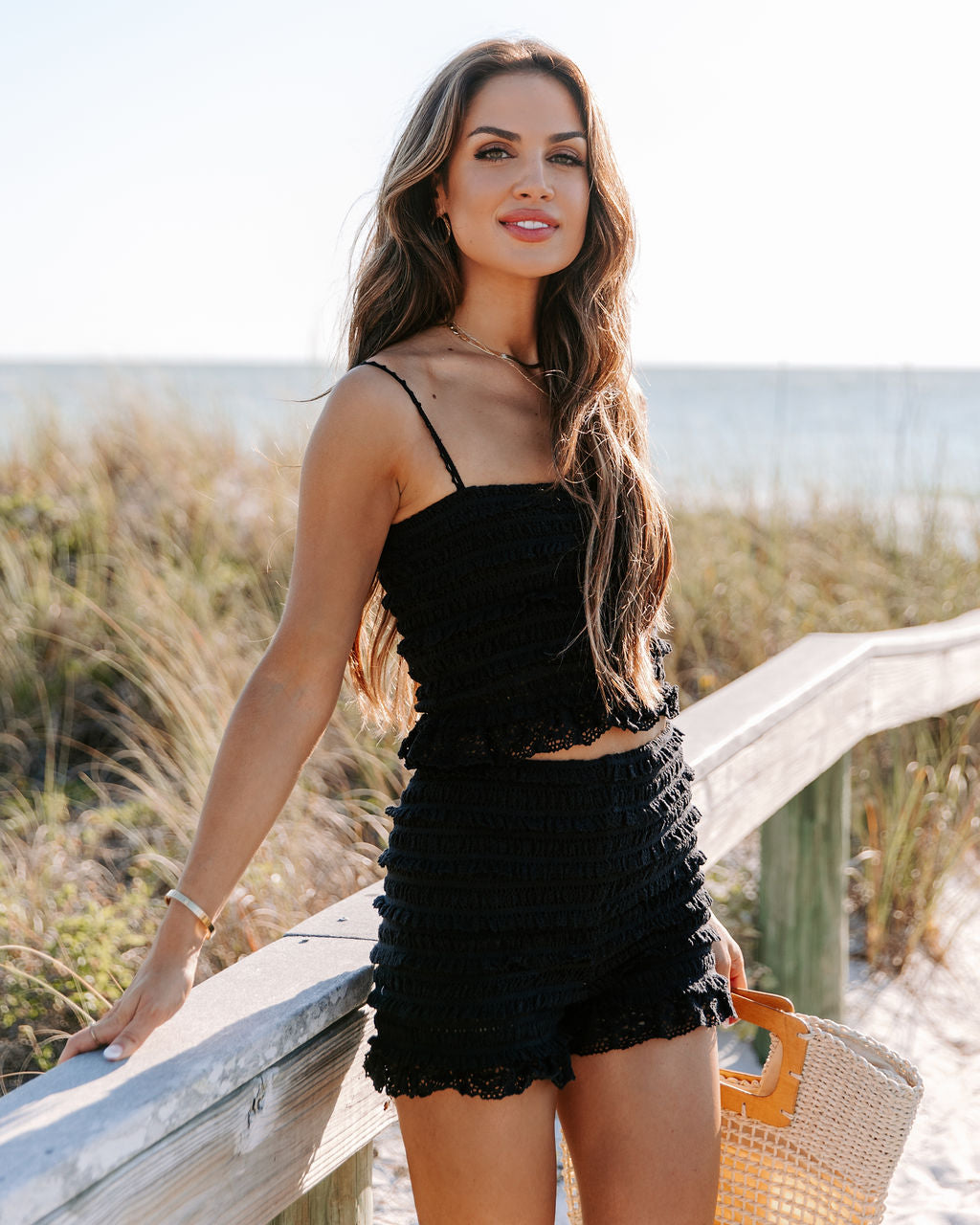 Cami Crochet Crop Top - Black - FINAL SALE - Se7enfashion