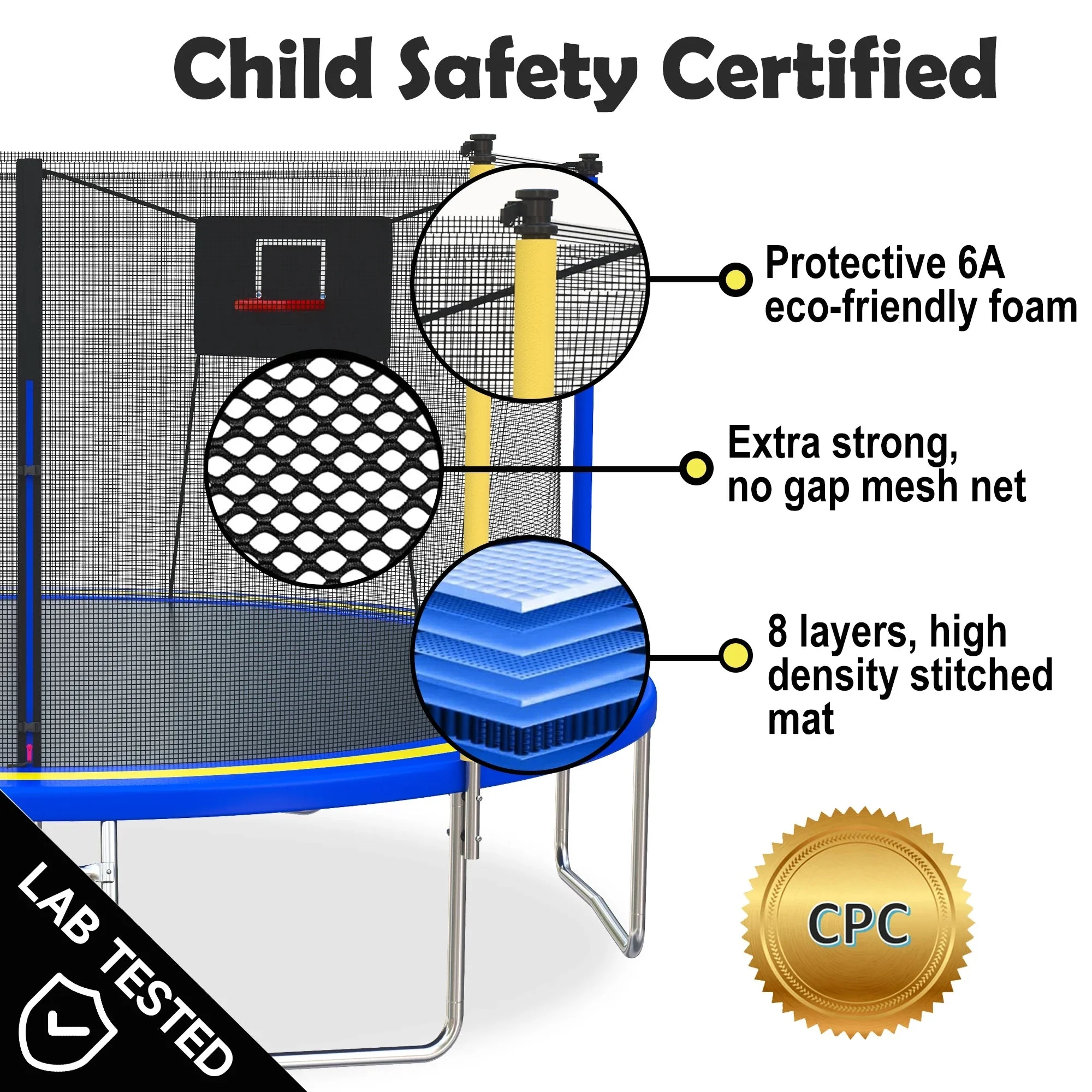 SHINPT 14ft Outdoor Trampoline With Safety Net, Basketball Hoop And Ladder - Image 13 SHINPT 14ft Outdoor Trampoline With Safety Net, Basketball Hoop And Ladder - Image 13