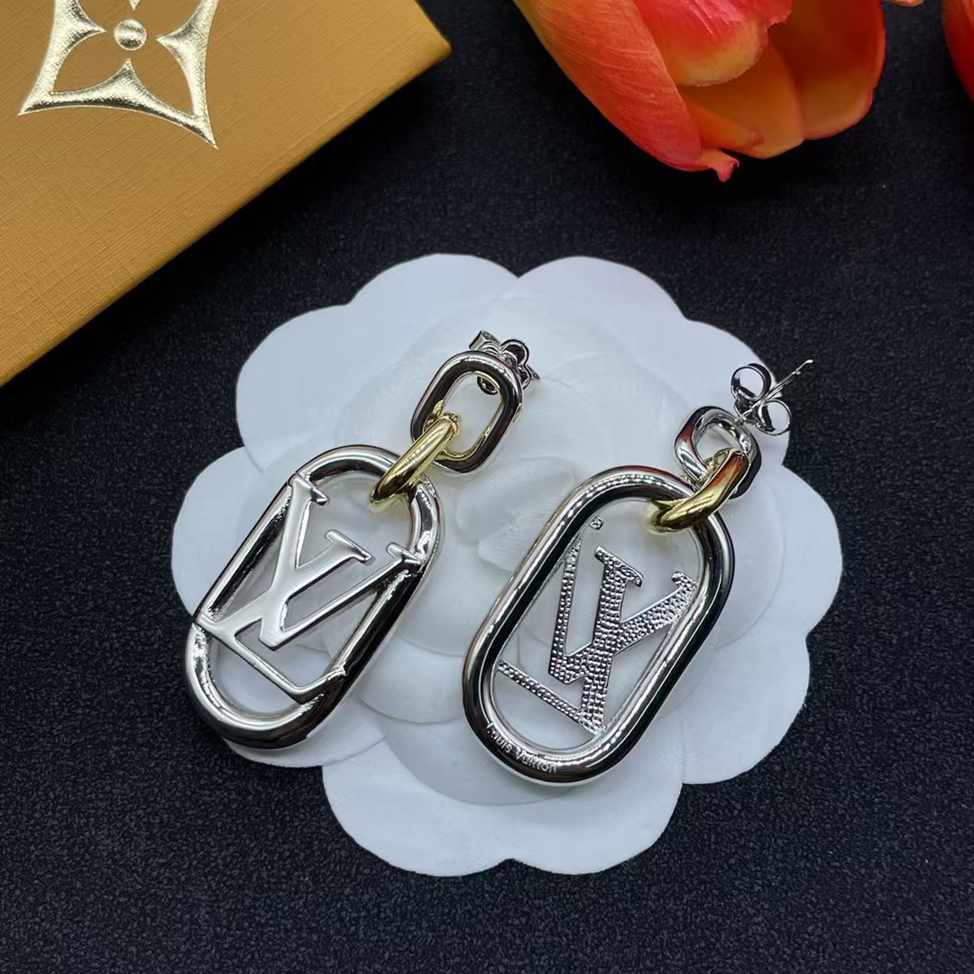 Louis Vuitton Hollow LV Letter Long Earrings - Original Replica Club