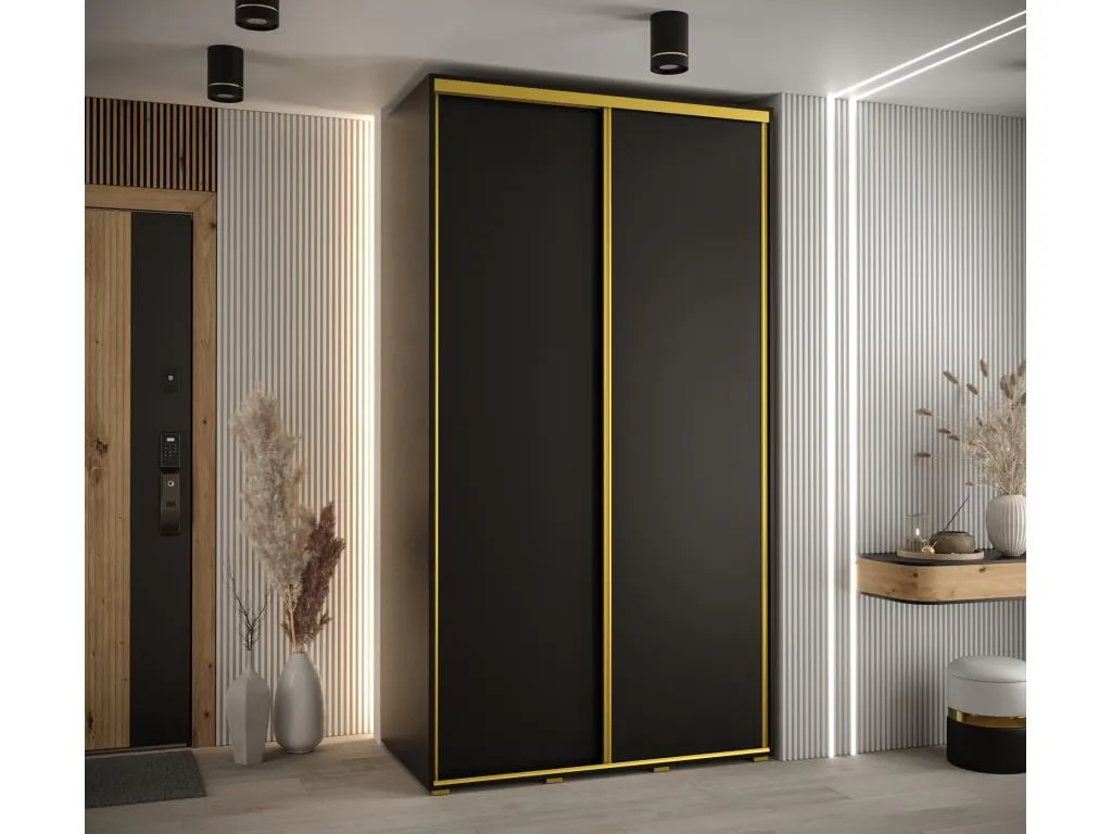 ARMARIO Decoencanto 1 DE PUERTAS CORREDERAS 235.2/130/45 2 puertas (Negro/Negro/Oro)