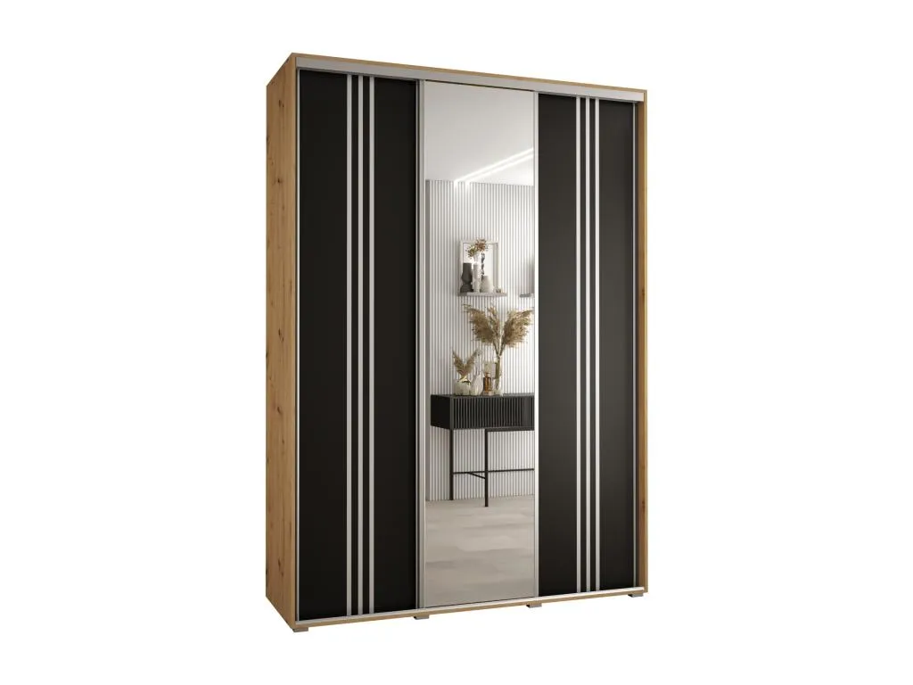 ARMARIO Casabellaes 7 DE PUERTAS CORREDERAS 235.2/170/60 3 puertas (Artisan/Negro/Plata) KFNT21997