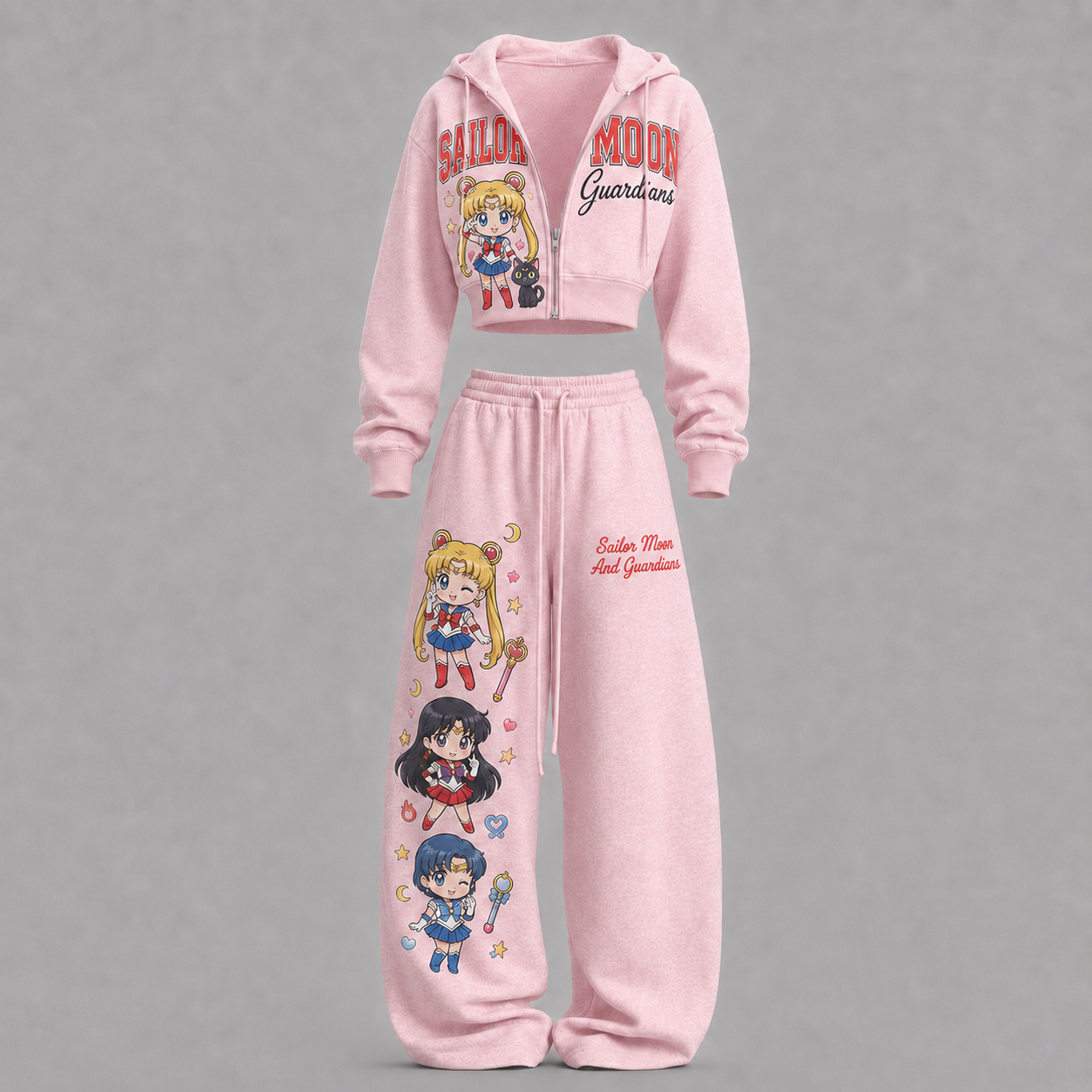 Sailor Moon-Short zip-up sweatshirt set TeeThreads Sustain the Scene with Custom Apparel