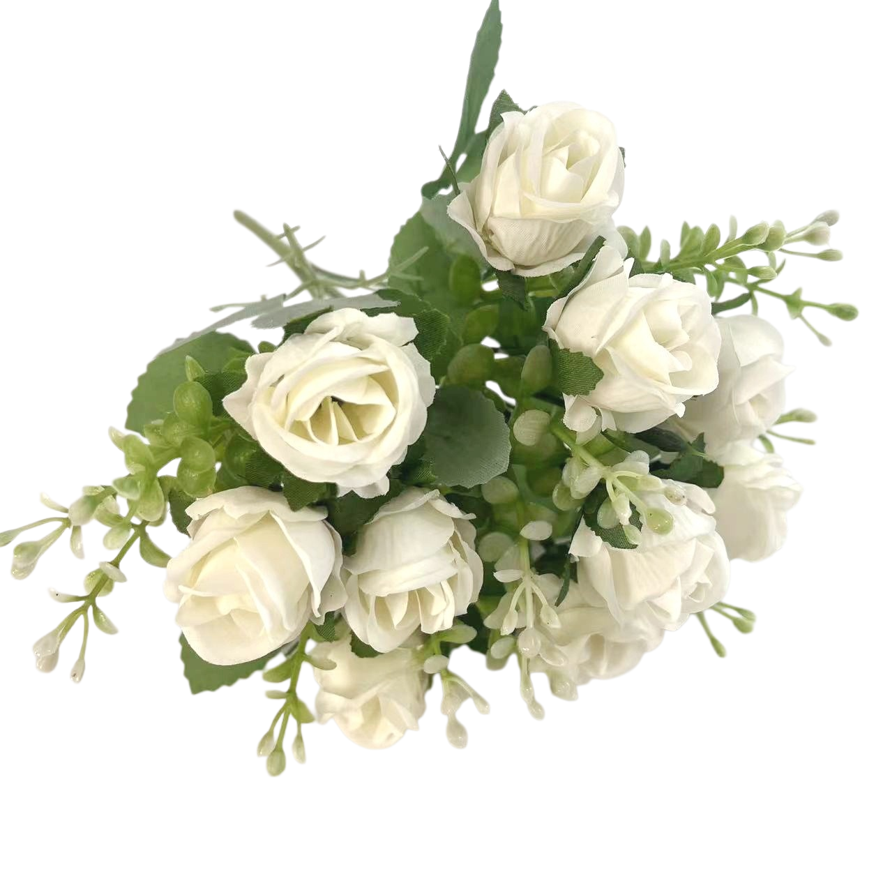 10-Head Artificial Rose Buds, Silk Mesh Faux Flowers for Wedding, Home Decor & Photography Props