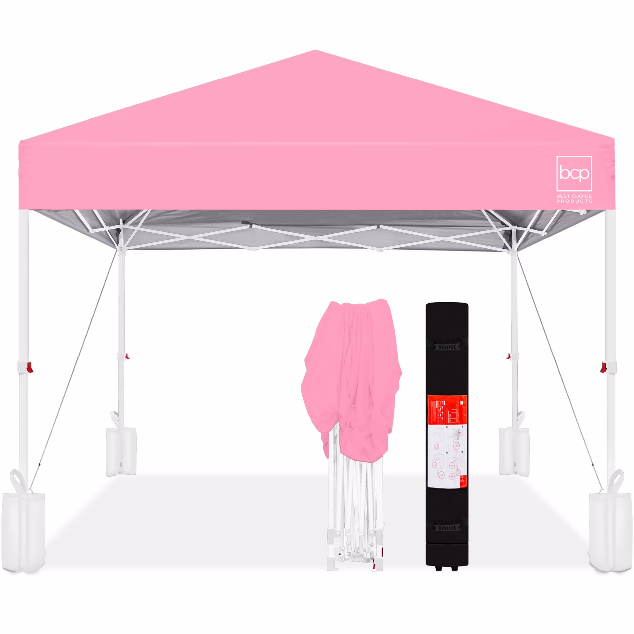 Best Choice Products 10x10ft Easy Setup Pop Up Canopy w/ 1-Button Setup, Wheeled Case, 4 Weight Bags - White - Image 49
