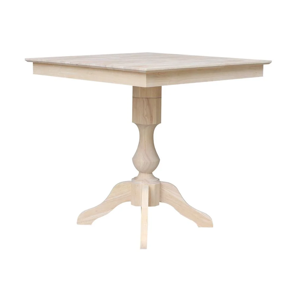 36" x 36" Natural Solid Wood Square Top Pedestal Table - 29.9" Height - Image 11
