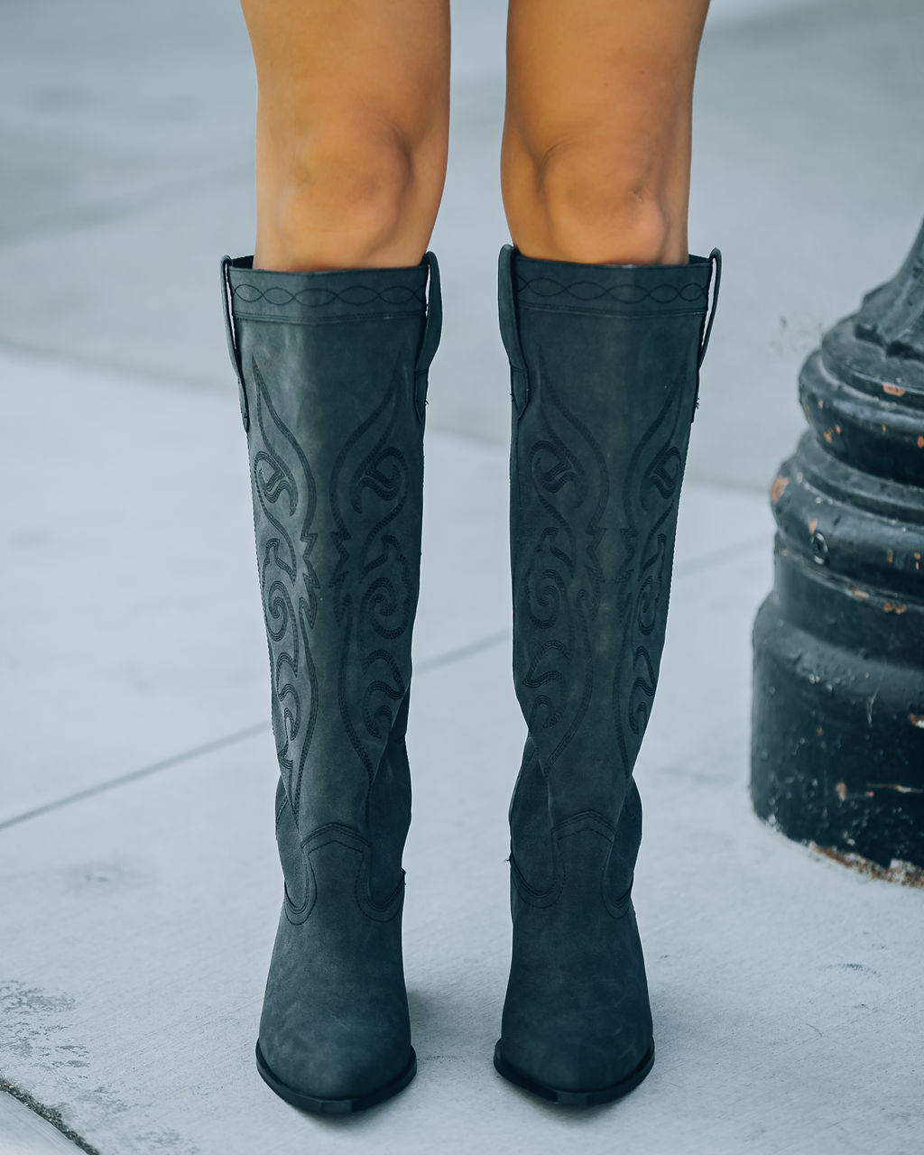 Carolina Western Faux Leather Boots - Black - Se7enfashion