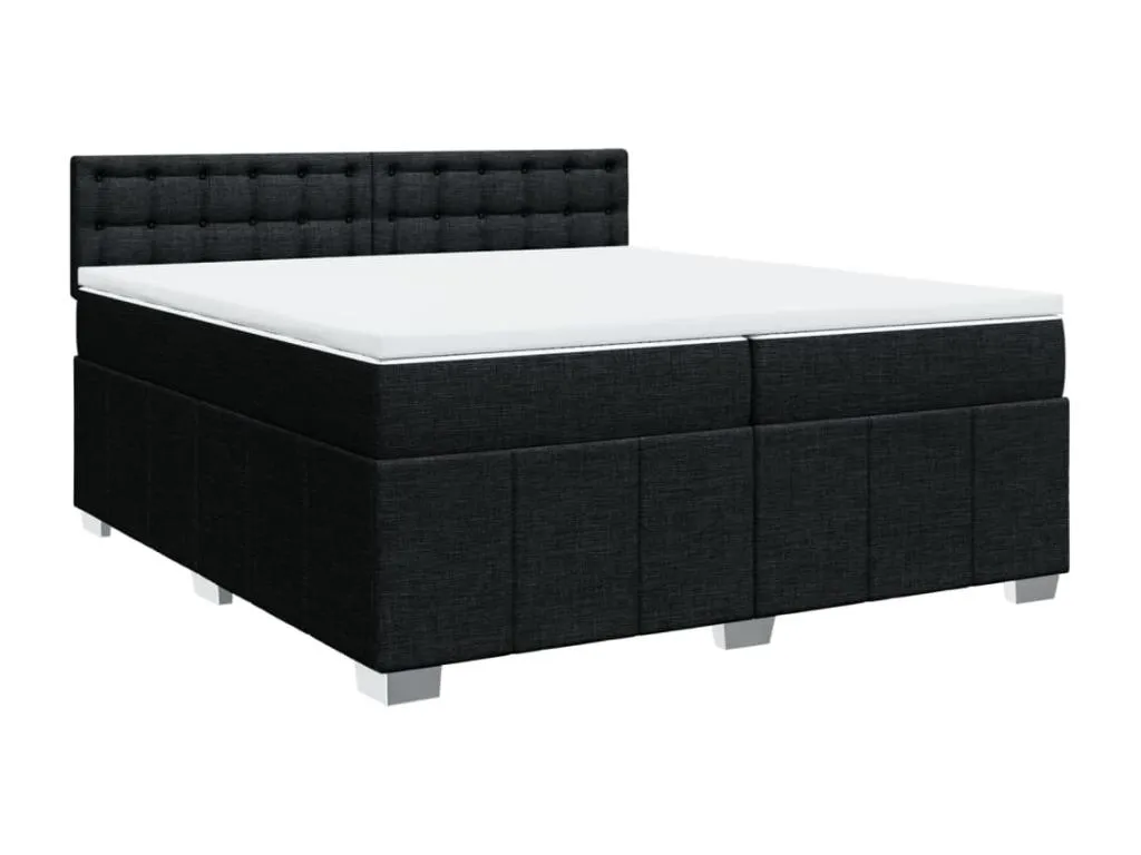 Cama box spring con colchón tela negro 200x200 cm xse3522709