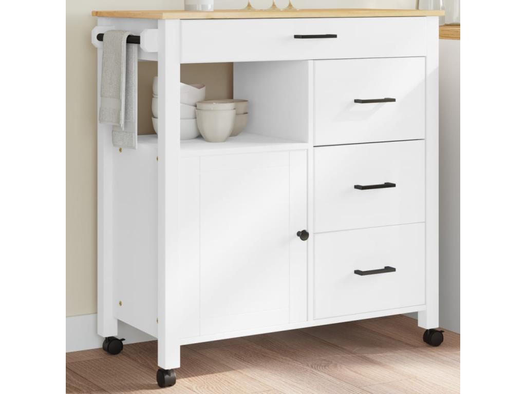 Carrito de cocina MONZA madera maciza de pino 84x40x90 cm