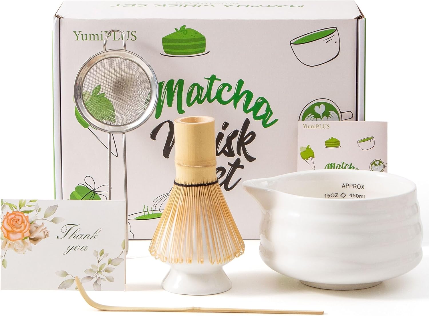 5pcs Premium Matcha Set,Ceramic Bowl with Spout and Bamboo Whisk set, Ceremonical Matcha Kit for breakfast/latte,Tea Starter Making Kit,Unique Matcha Gift set (pink)