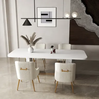 SEYNAR Set of 4 Modern Glam Boucle Velvet Dining or Vanity Chairs with Rear Handle
