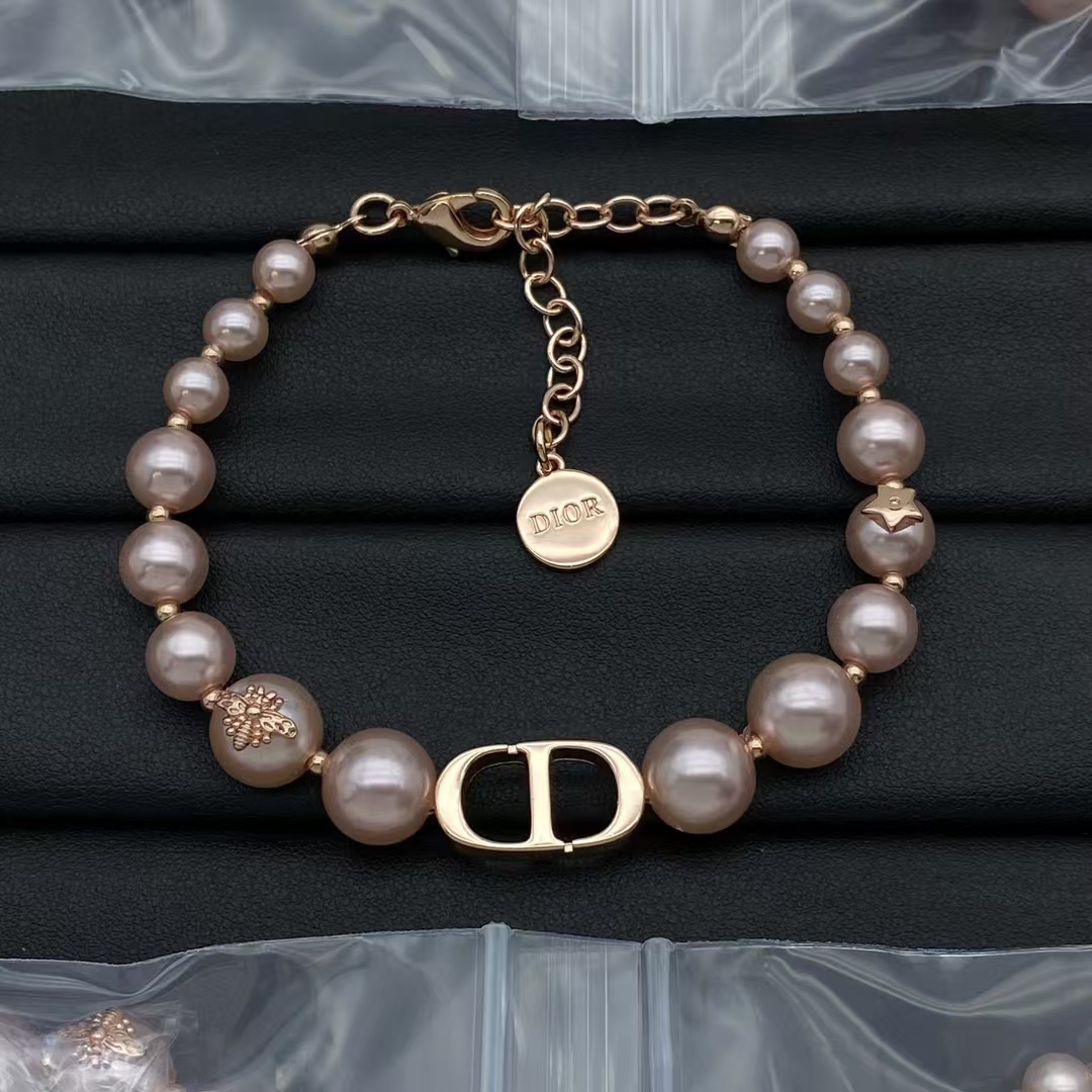 Dior Rose Gold Pink Pearl Bracelet - Original Replica Club