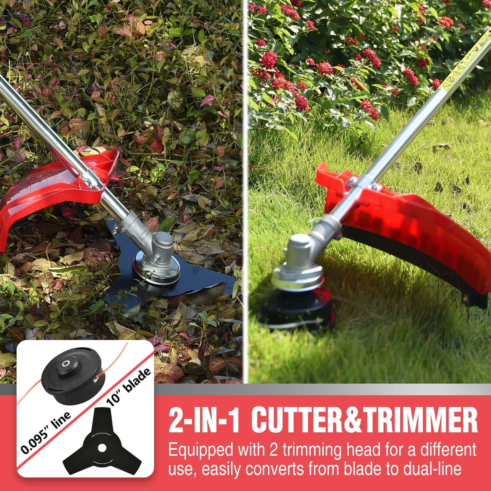 PowerSmart 4-Cycle 31cc 15lb Straight Shaft Gas String Trimmer Weed wacker and Brush Cutter for Lawns and Grass - Image 2