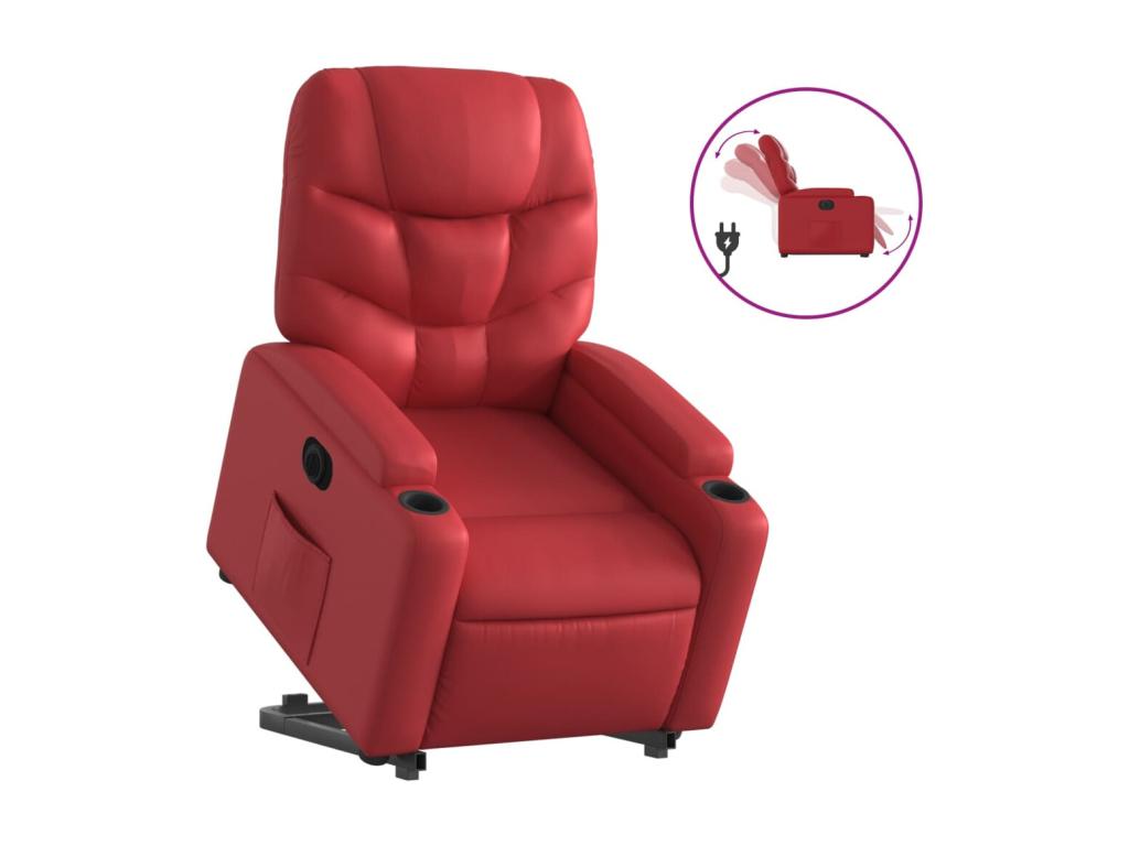 Sillón elevable eléctrico cuero artificial rojo