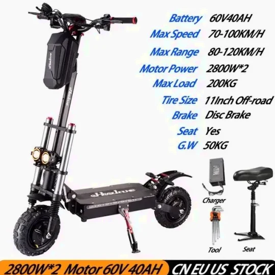 eHoodax Electric Scooter, 5600W Dual Motor, 60V40AH, 11-Inch Tires, Regular Version 20 Miles - HB07 - Image 5 eHoodax Electric Scooter, 5600W Dual Motor, 60V40AH, 11-Inch Tires, Regular Version 20 Miles - HB07 - Image 5