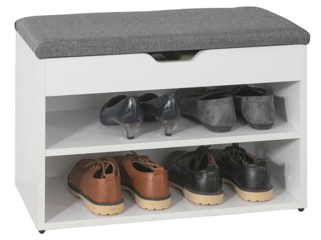 Banco zapatero Nidovia, armario organizador de zapatos, blanco, 60x30x43 cm agk1241659