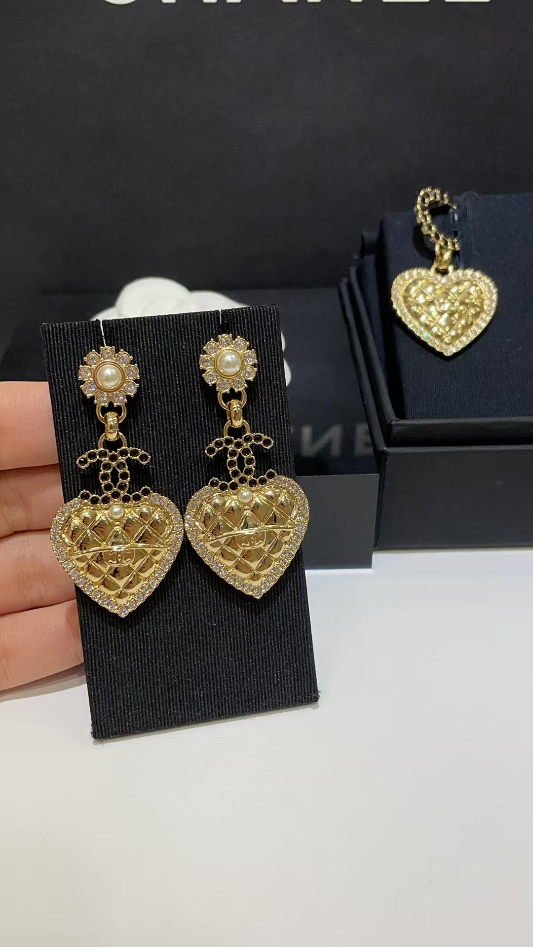 Chanel Love Heart Dangle Earrings - Original Replica Club