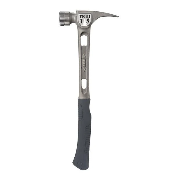 Stiletto 15 oz Ti-Bone III Titanium Hammer With Milled Face Curved Handle - TB3MC