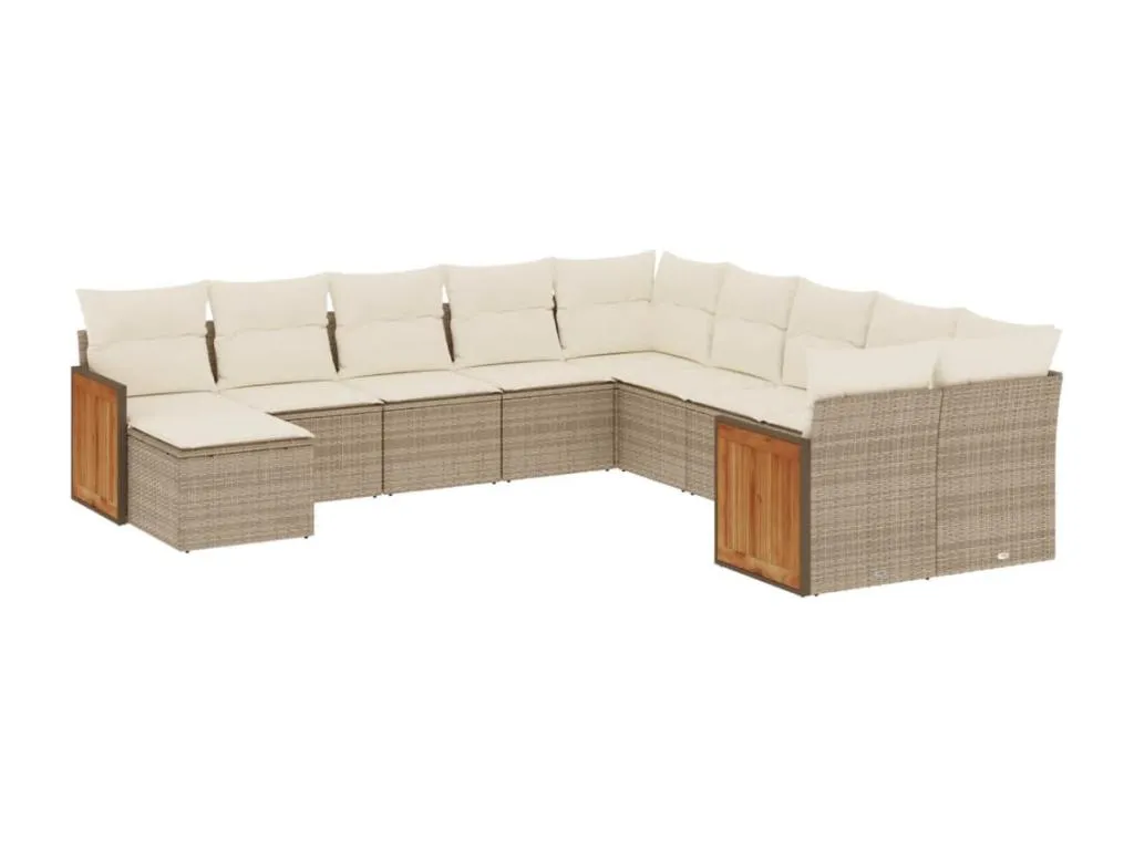 Set de 11 piezas de sofás para jardín Vivirsingular con cojines en ratán sintético beige nnhi02856