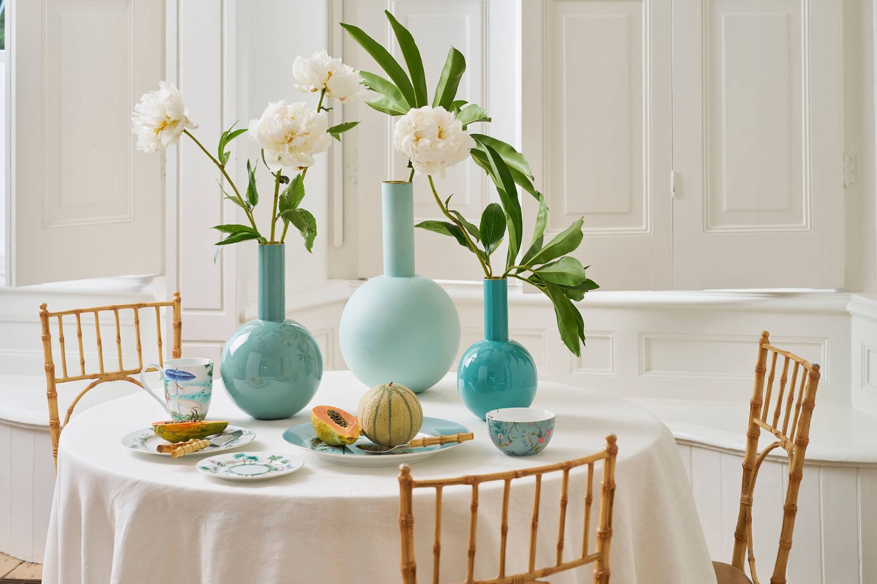 Vase Metal Large Matt Light Blue 42cm