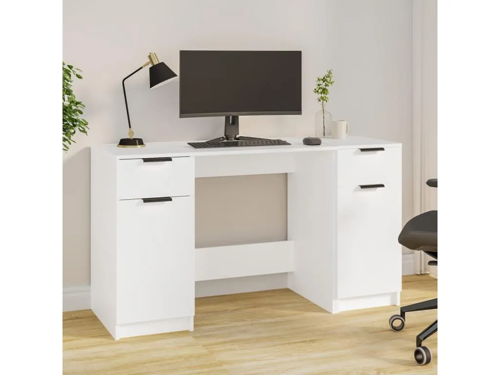Escritorio con armario lateral Hogarmini contrachapada blanco gnxh91270