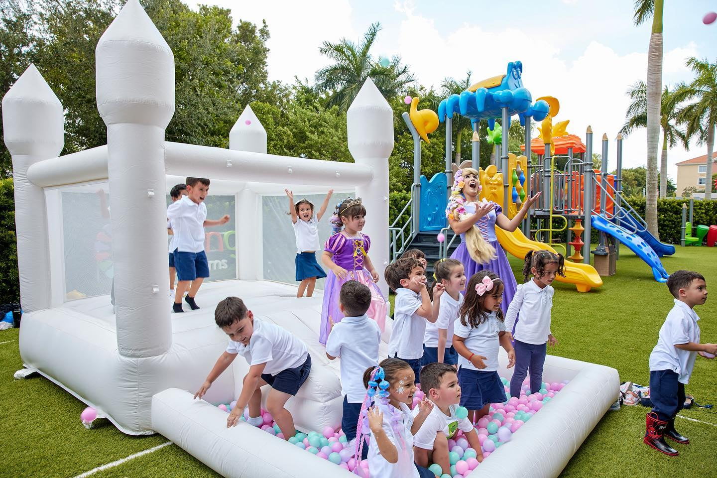 Connsann White Bounce House Oxford with Air Blower & Ball Pit for Kids Birthday Party, 13' x 8' x 8' - Image 3