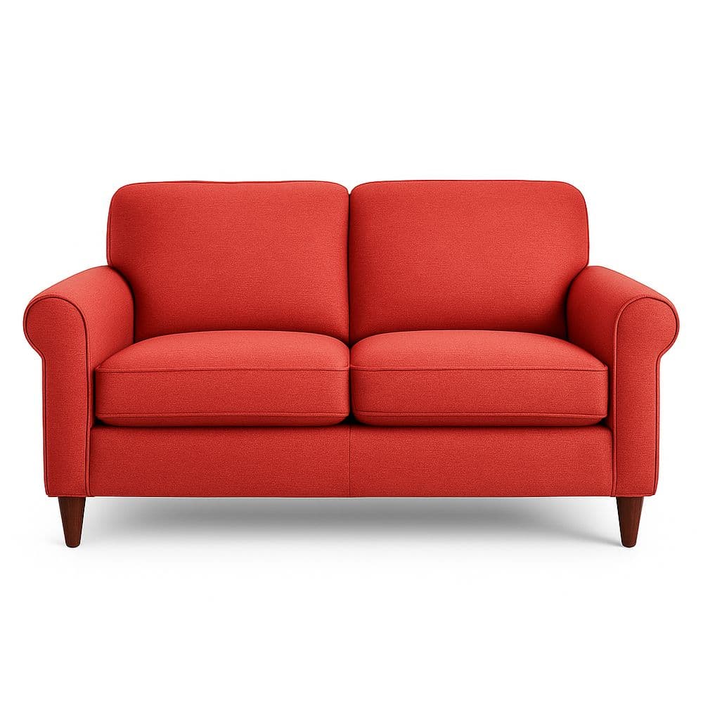 Sofá de tela rojo 2 plazas 140 cm poliéster madera maciza
