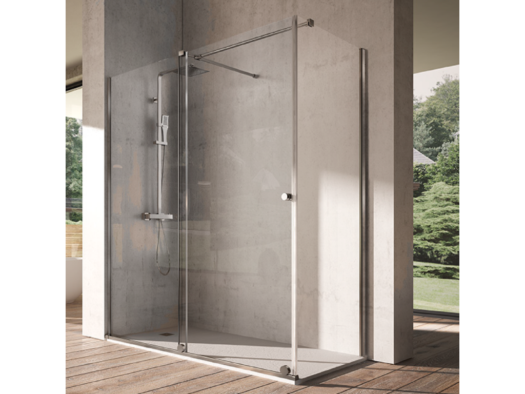 Frontal de ducha + Puerta Corredera con tirante VOLARÉ 140 - 145 cm Sin Lateral Fijo
