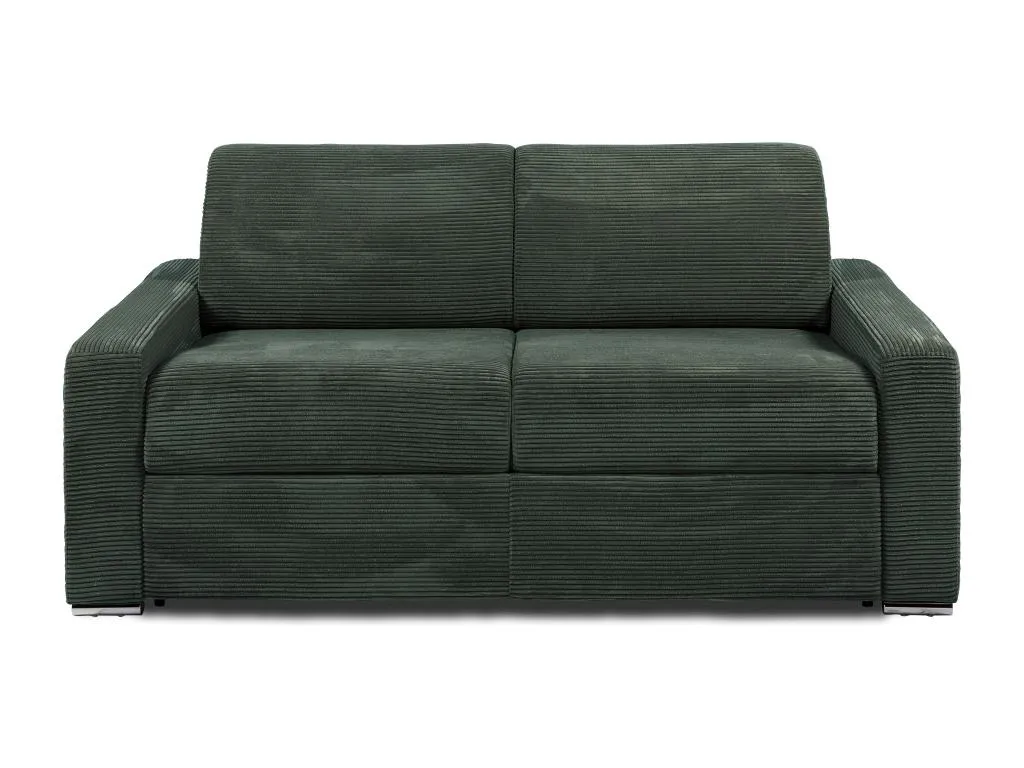 Sofá cama de 3 plazas de apertura rápida de pana verde - Somier de 140 cm - Colchón de 14 cm Hogarsens