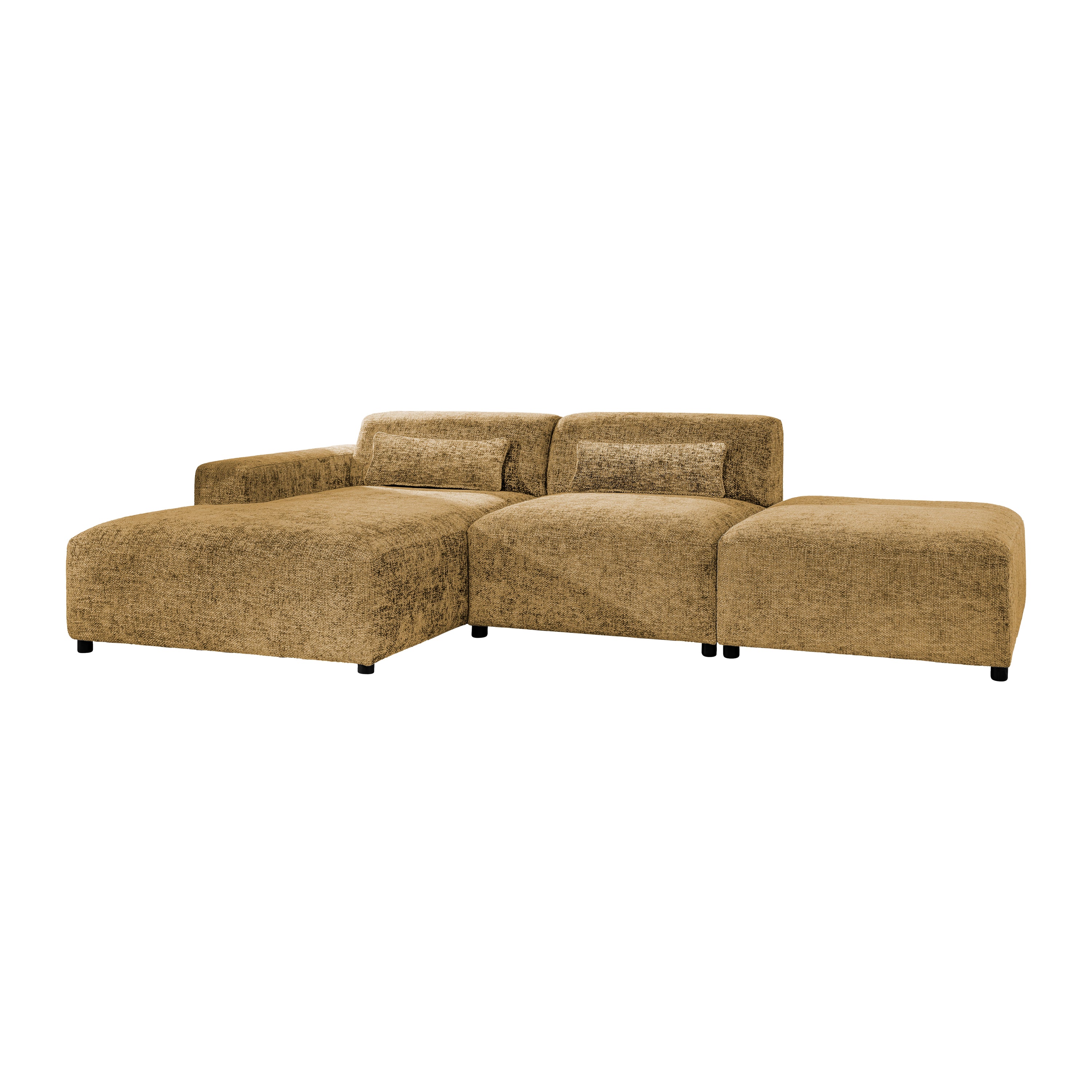 Blokker Velura Hoekbank Links met Hocker - Chenille - Oker