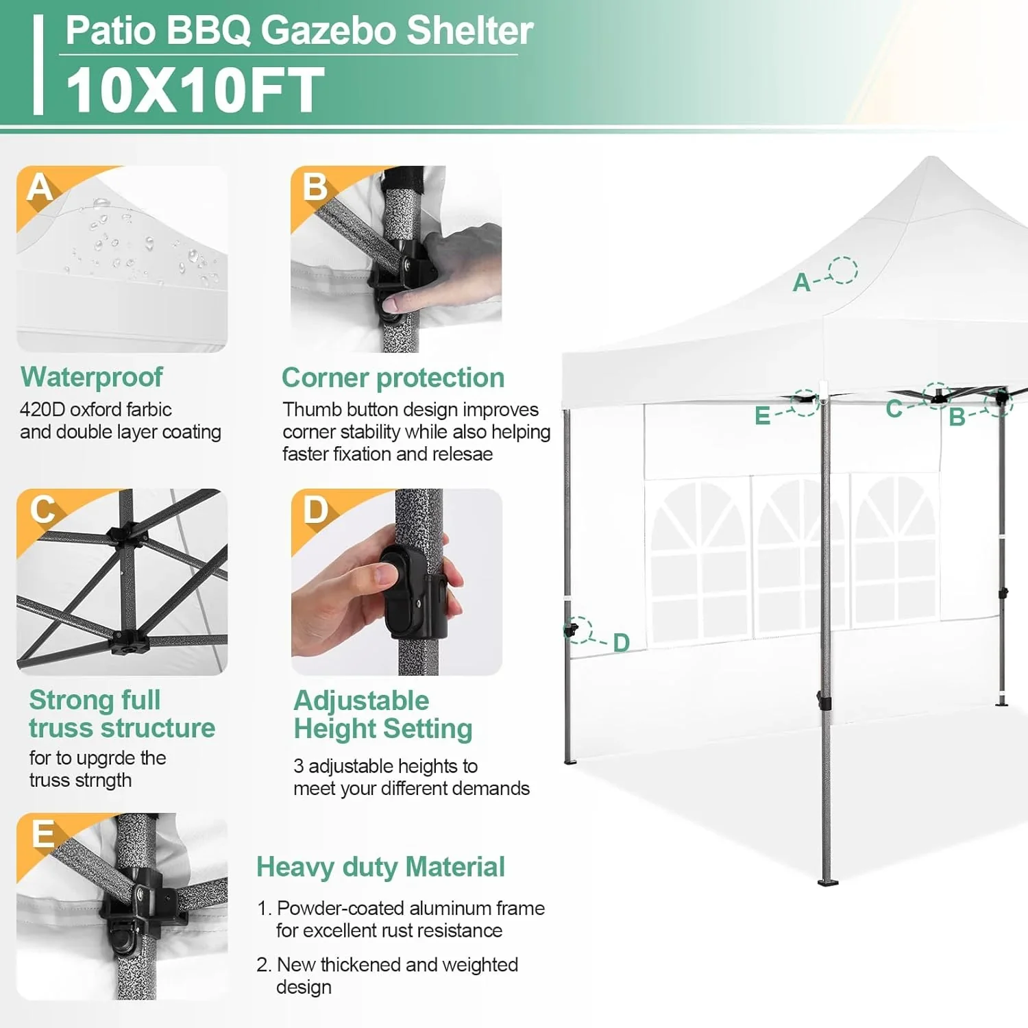 COBIZI 10x20 Heavy Duty Pop up Canopy Tent with 6 sidewalls Easy Up Commercial Outdoor Canopy Wedding Party Tents for Parties All Season Wind & Waterproof Gazebo with Roller Bag,Black(Frame Thickened)