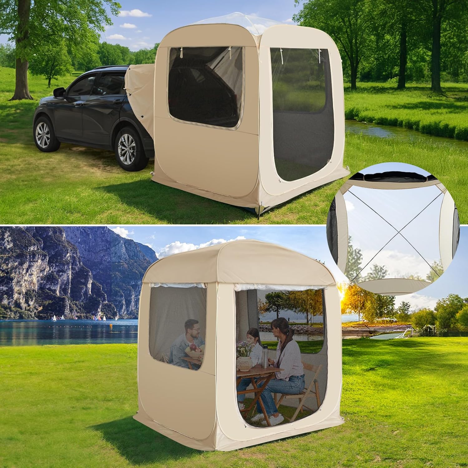 Screen gazebo sleeps 6-10-15 people Igloo-style canopy tent mosquito net on the sides Perfect