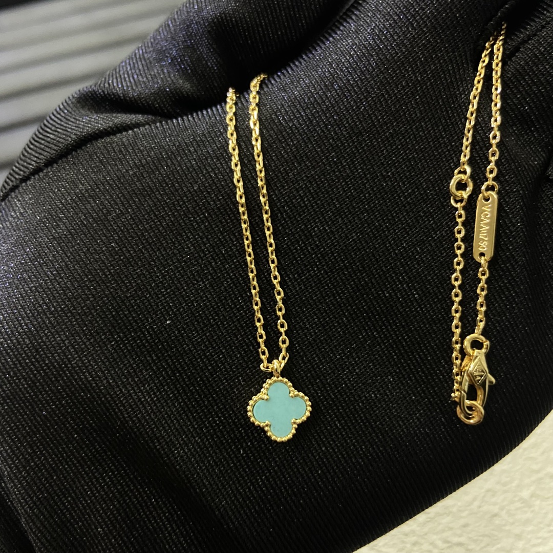 VCA Amazonite Sweet Alhambra Pendant Necklace, 1 Motif - Original Replica Club