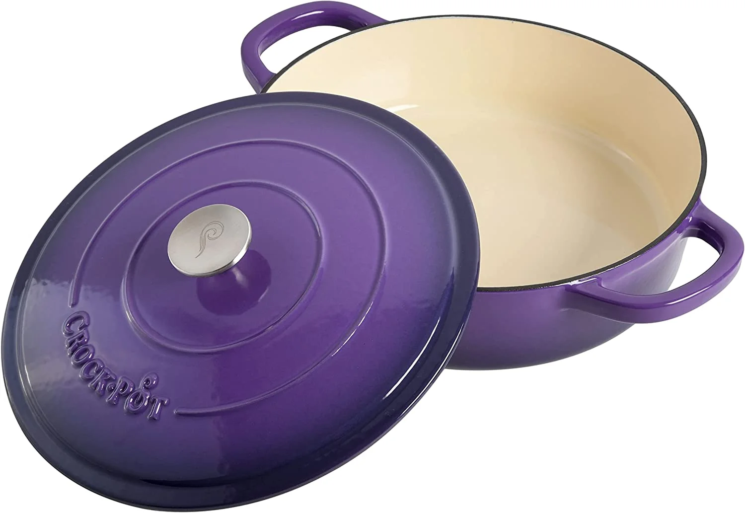Crock-Pot Artisan 2 Piece 5 Quart Enameled Cast Iron Braiser with Lid in Lavender - Image 3