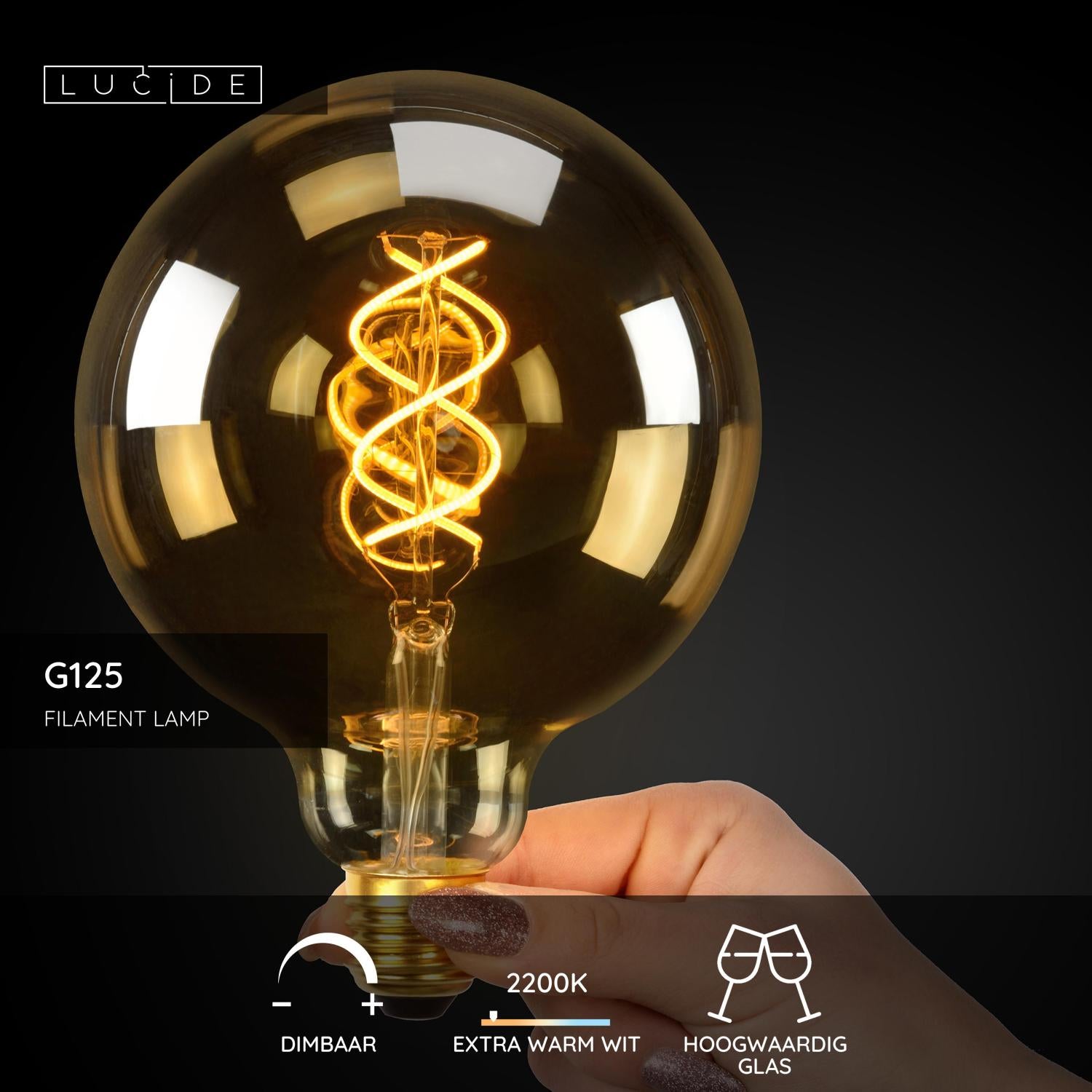 Lucide G125 Filament lamp - Amber (set van 2)