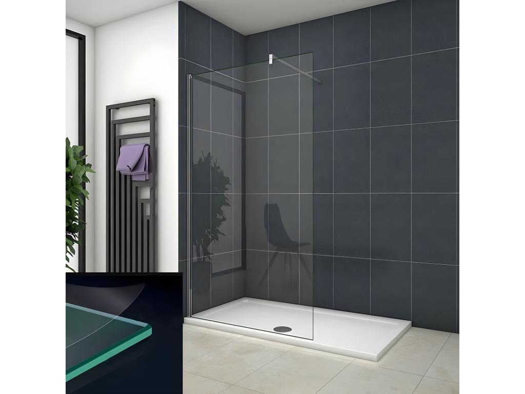Panel de ducha vidrio 10mm antical,barra de 90cm perfil cromado (118-120)x200cm